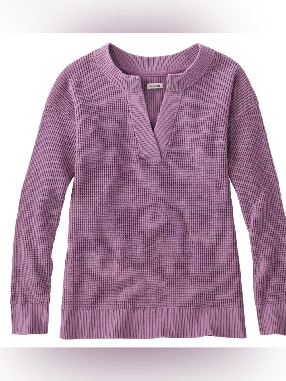 NWT L.L. Bean Women's Sunwashed Waffle Sweater, Splitneck, Regular!